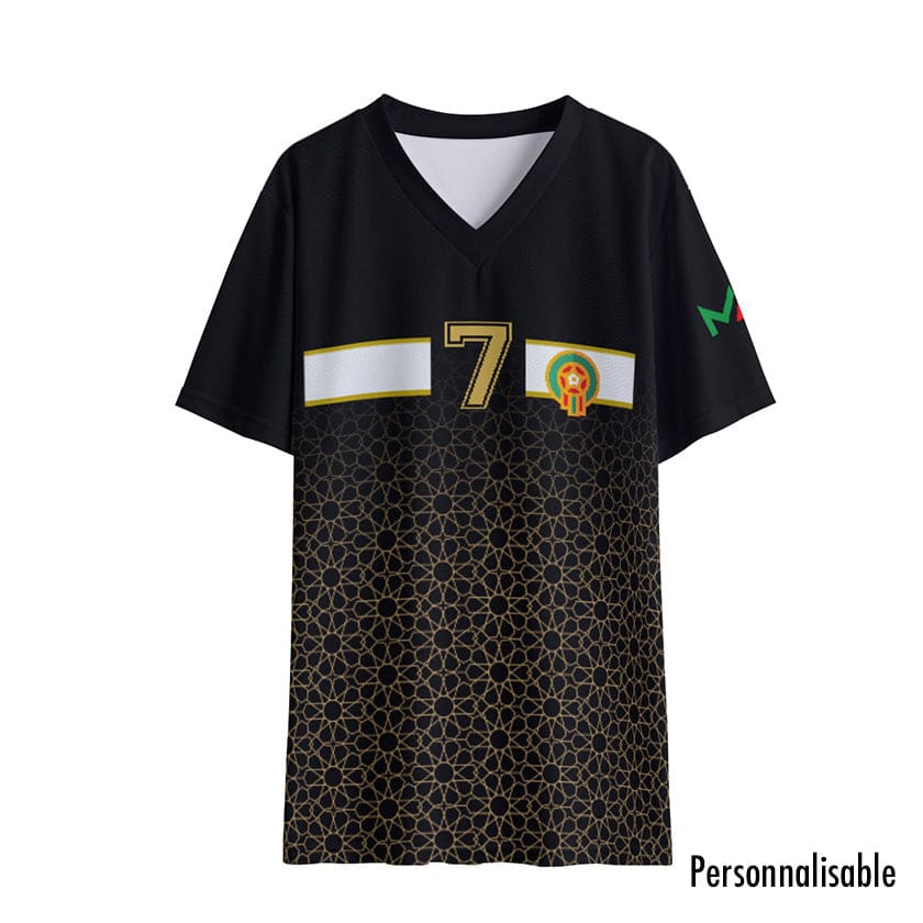 Maillot Maroc Noir Collection CAN 2024 Gold personnalisable