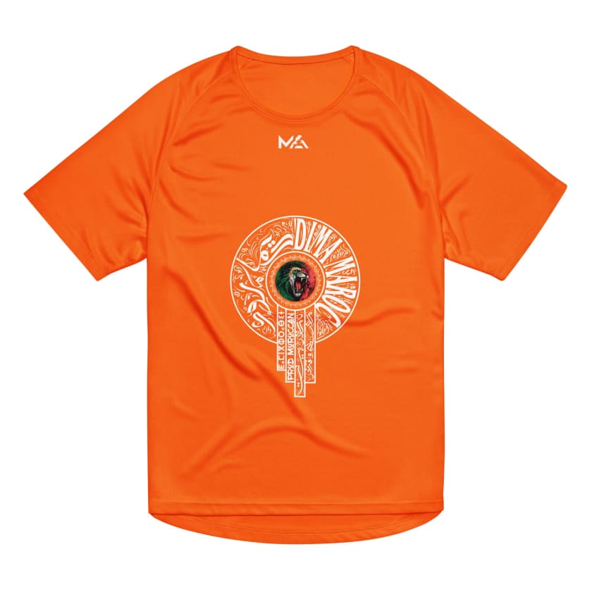 Maillot Maroc Orange 212 Marocain fier calligraphie Logo