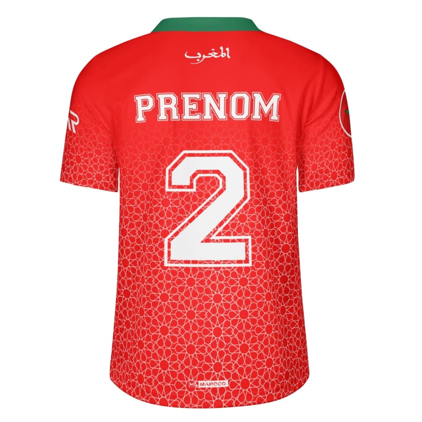 Maillot Maroc Rouge Collection CAN 2024 Mosaïque By Maroco
