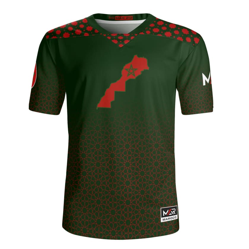 Maillot Maroc Vert Carte Géo Complète by MAR