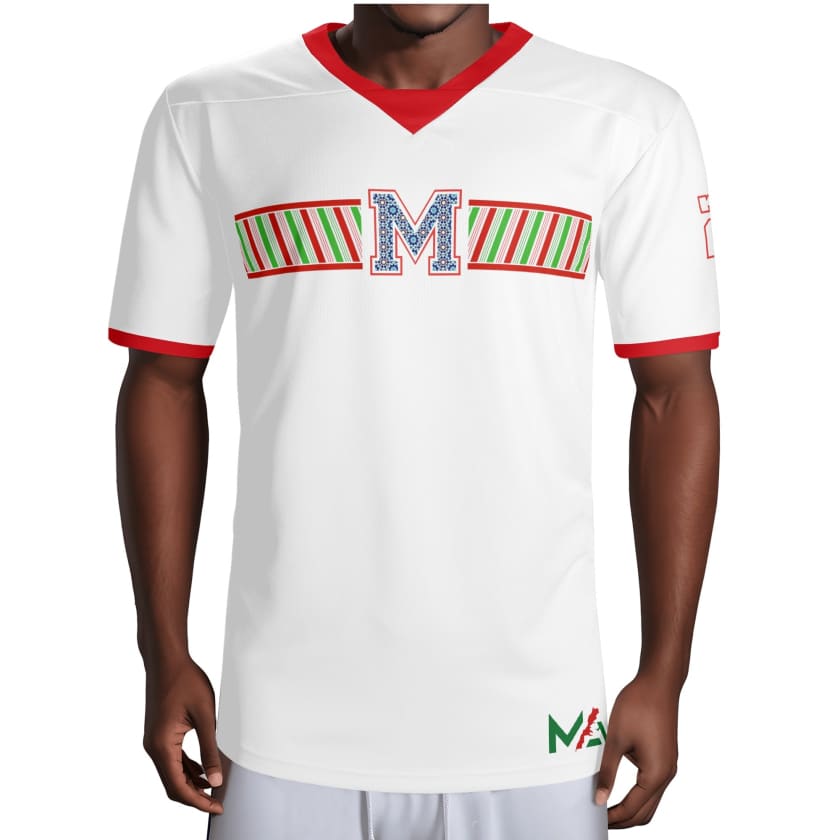 Maillot Morocco Foot blanc col rouge By Maroco