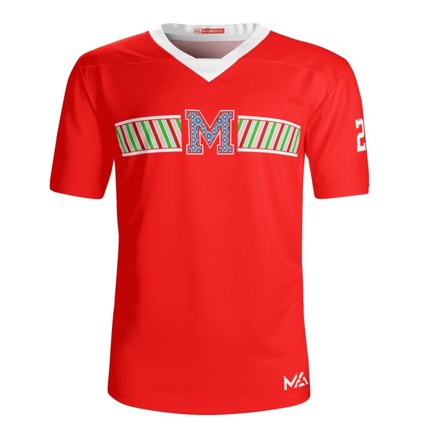 Maillot Morocco Foot rouge col blanc By Maroco
