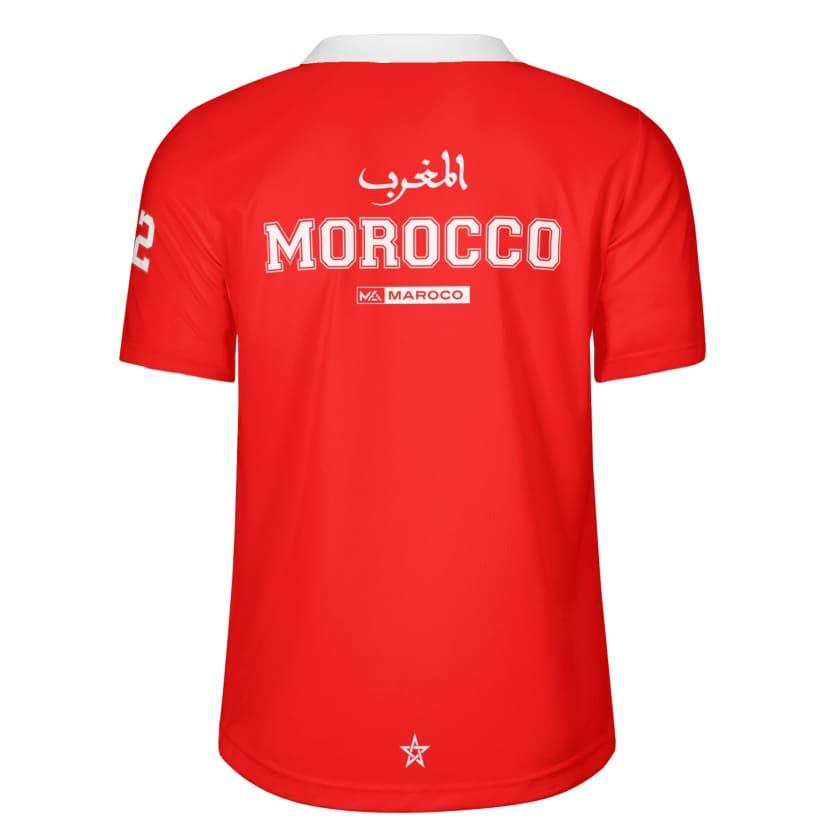Maillot Morocco Foot rouge col blanc By Maroco