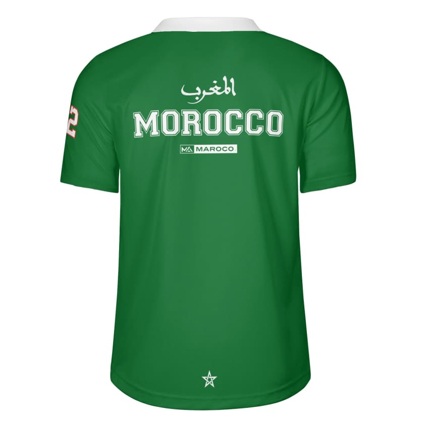 Maillot Morocco Foot Vert col blanc By Maroco