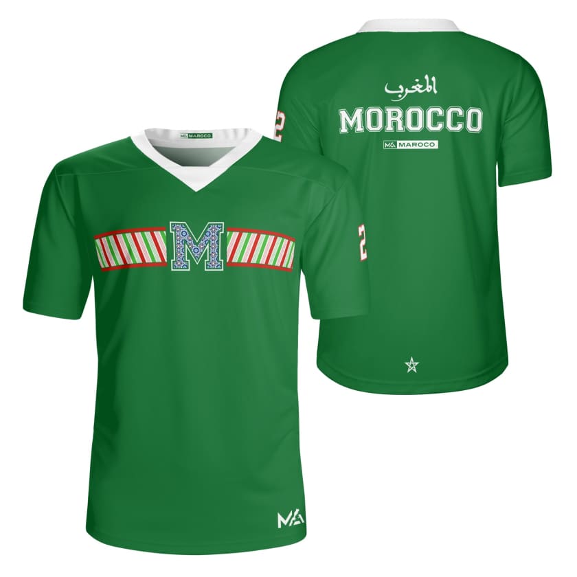Maillot Morocco Foot Vert col blanc By Maroco