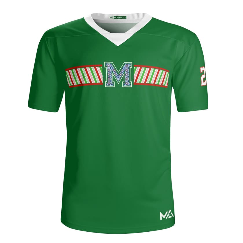 Maillot Morocco Foot Vert col blanc By Maroco