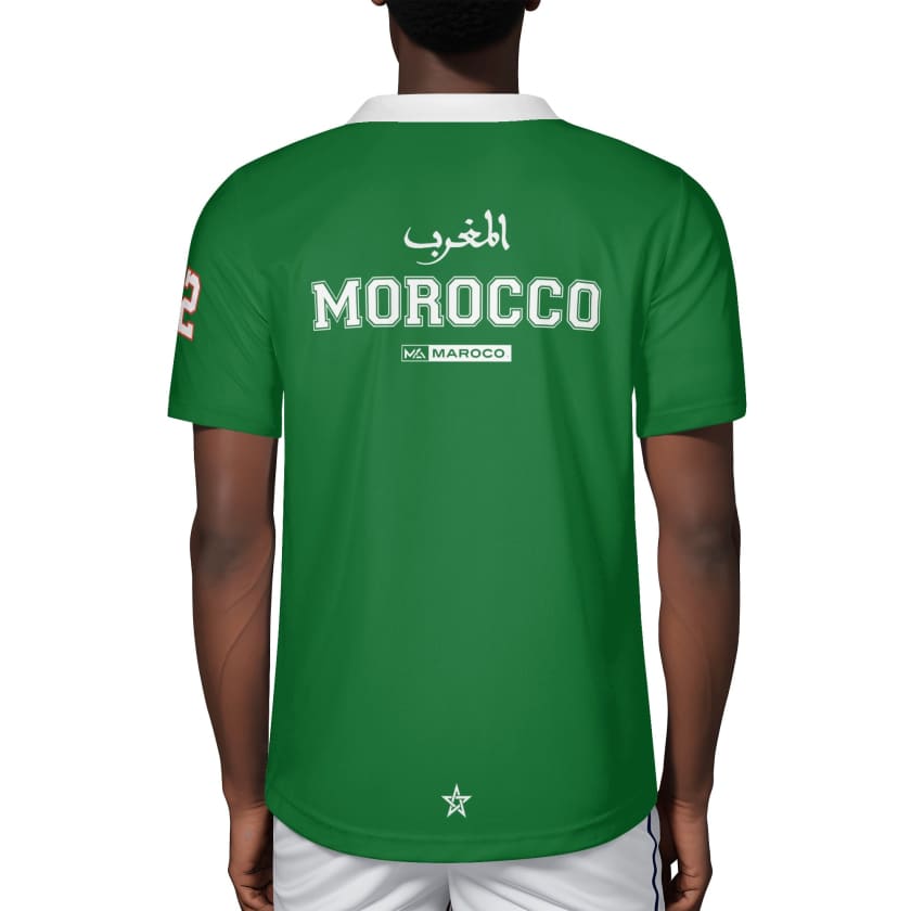 Maillot Morocco Foot Vert col blanc By Maroco