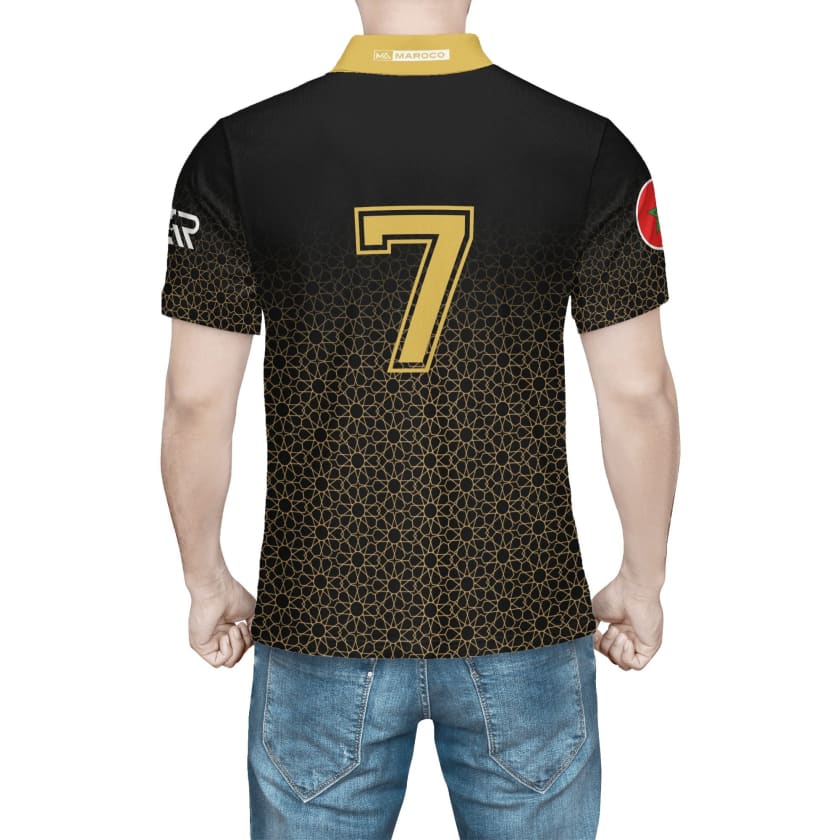 Maillot Polo Maroc foot noir CAN 2024 numéro personnalisable
