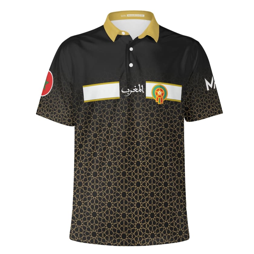 Maillot Polo Maroc foot noir CAN 2024 numéro personnalisable