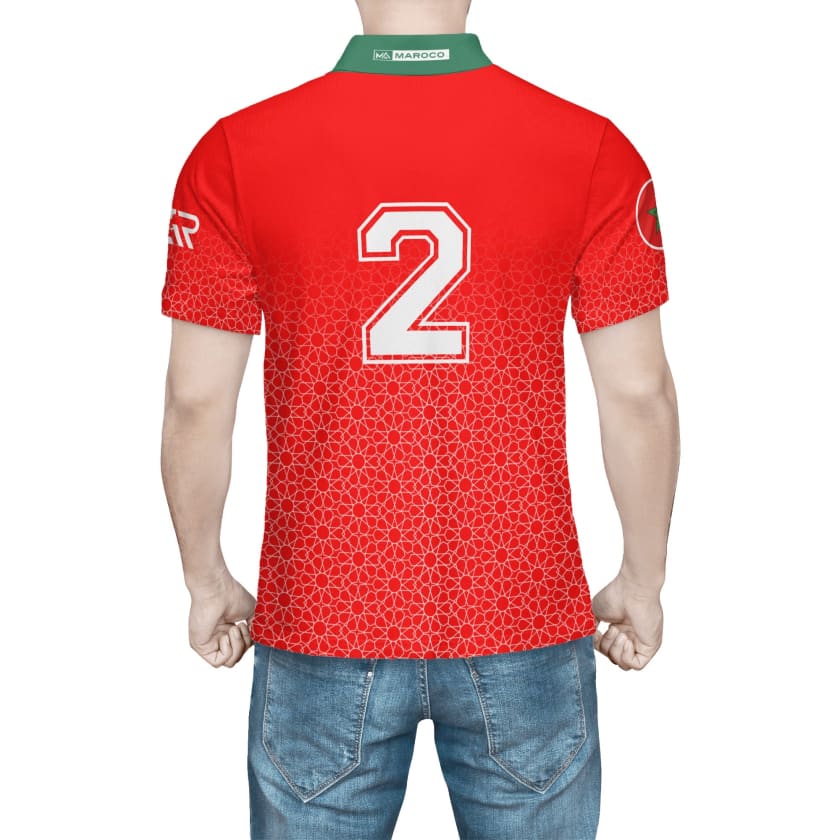 Maillot Polo Maroc foot Rouge CAN 2024 numéro