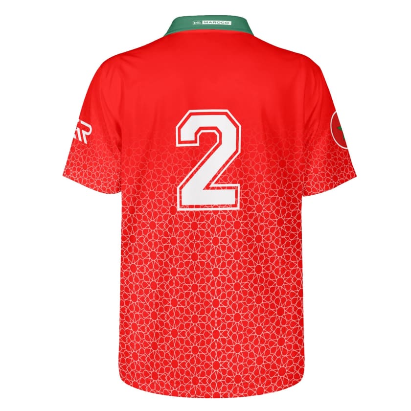 Maillot Polo Maroc foot Rouge CAN 2024 numéro