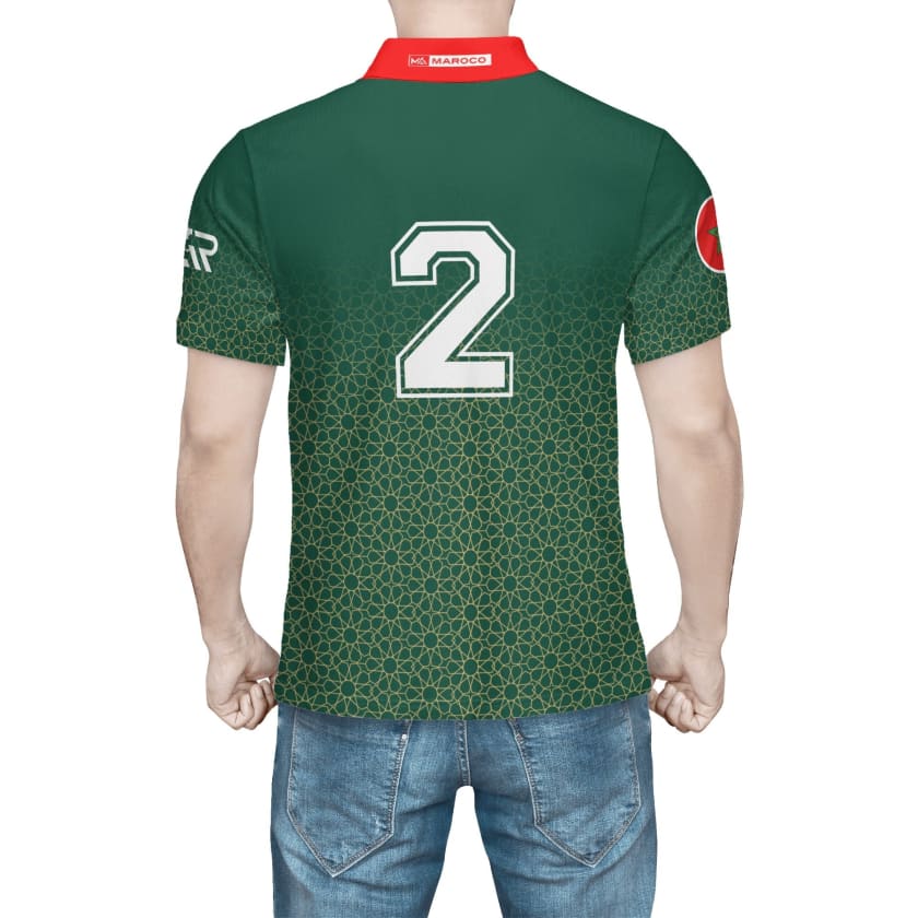 Maillot Polo Maroc foot vert CAN 2024 numéro personnalisable