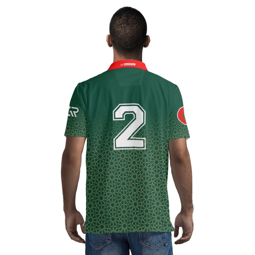 Maillot Polo Maroc foot vert CAN 2024 numéro personnalisable