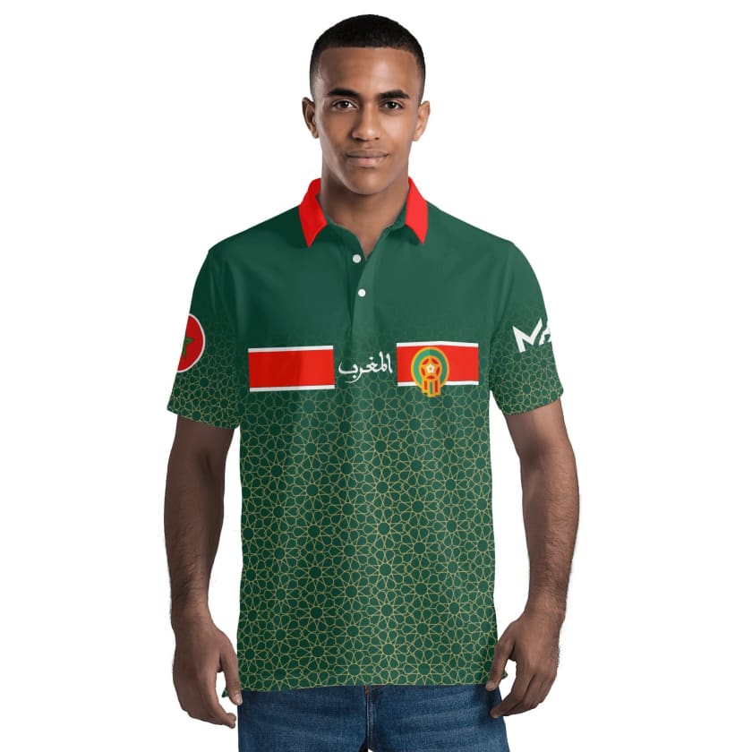 Maillot Polo Maroc foot vert CAN 2024 numéro personnalisable