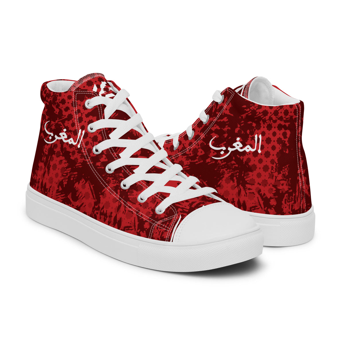 Baskets hautes Almaghrib rouge culture en toile homme