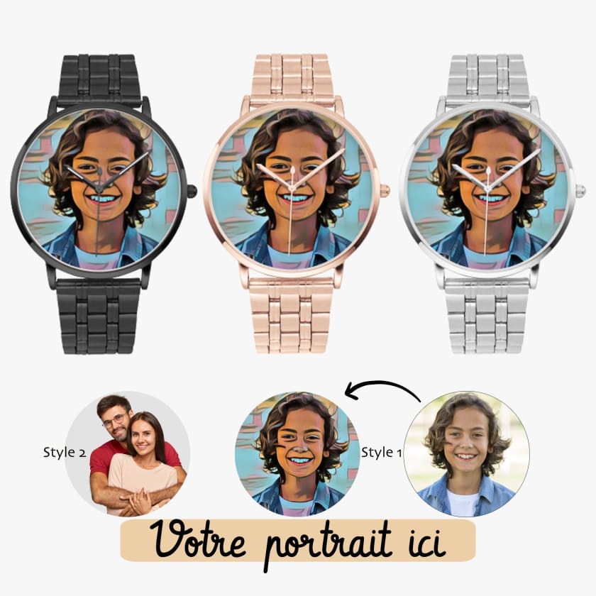 Montre personnalisée Photo Steel Strap