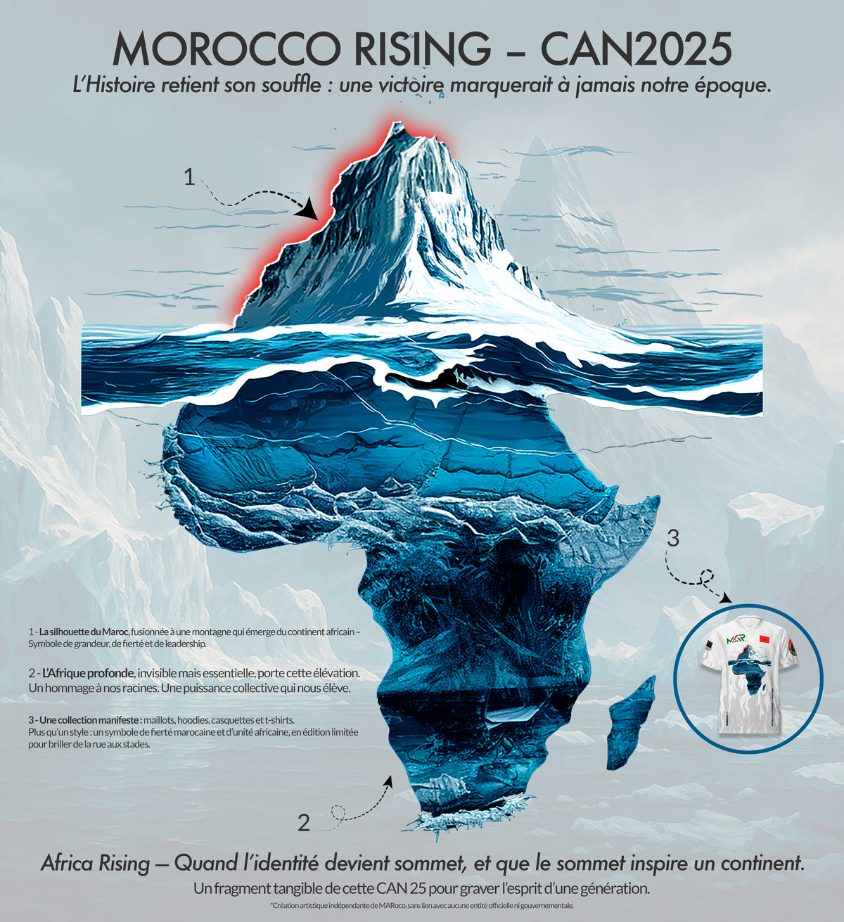 Ensemble Maillot + Short Morocco Rising CAN 2025 – Kit Exclusif Qualité Italia