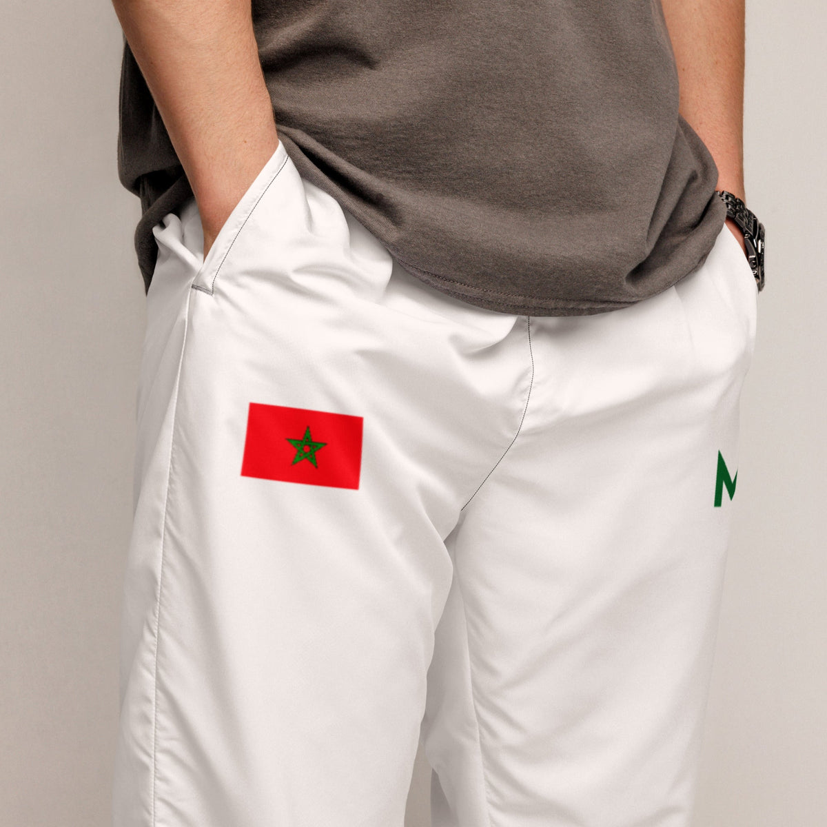 Pantalon de survêtement MAR Drapeau Maroc Blanc unisexe