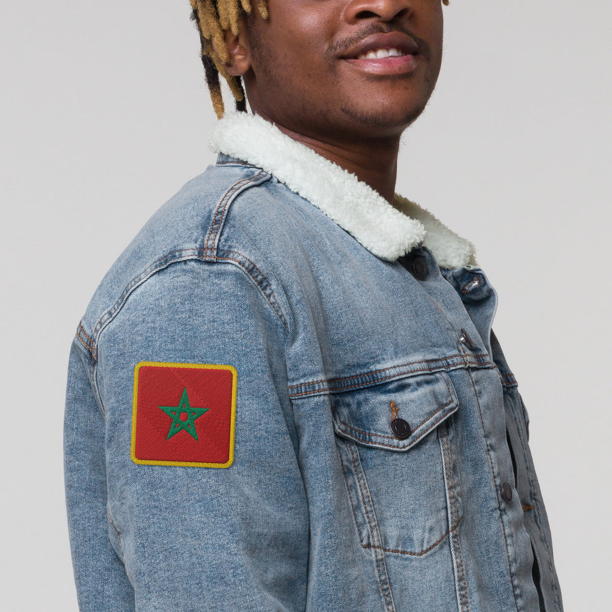 Patch caré drapeau Maroc brodé