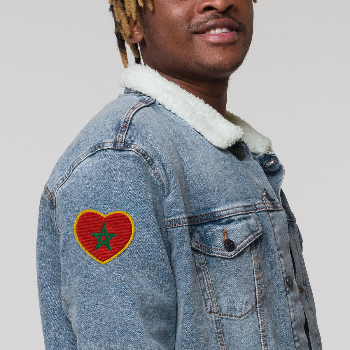 Patch drapeau Maroc brodé coeur