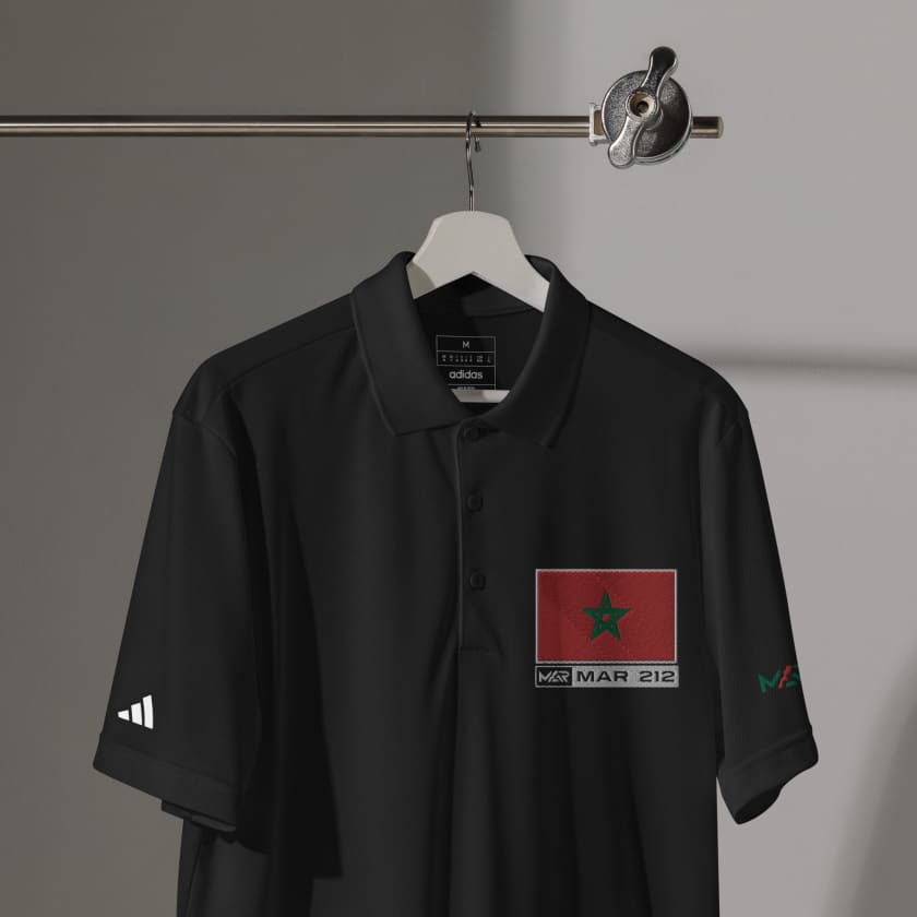 Polo Adidas Sport MAR Drapeau Maroc Brodé