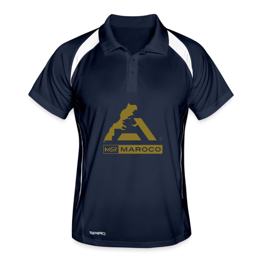 Polo MAR sport respirant Homme - marine/blanc