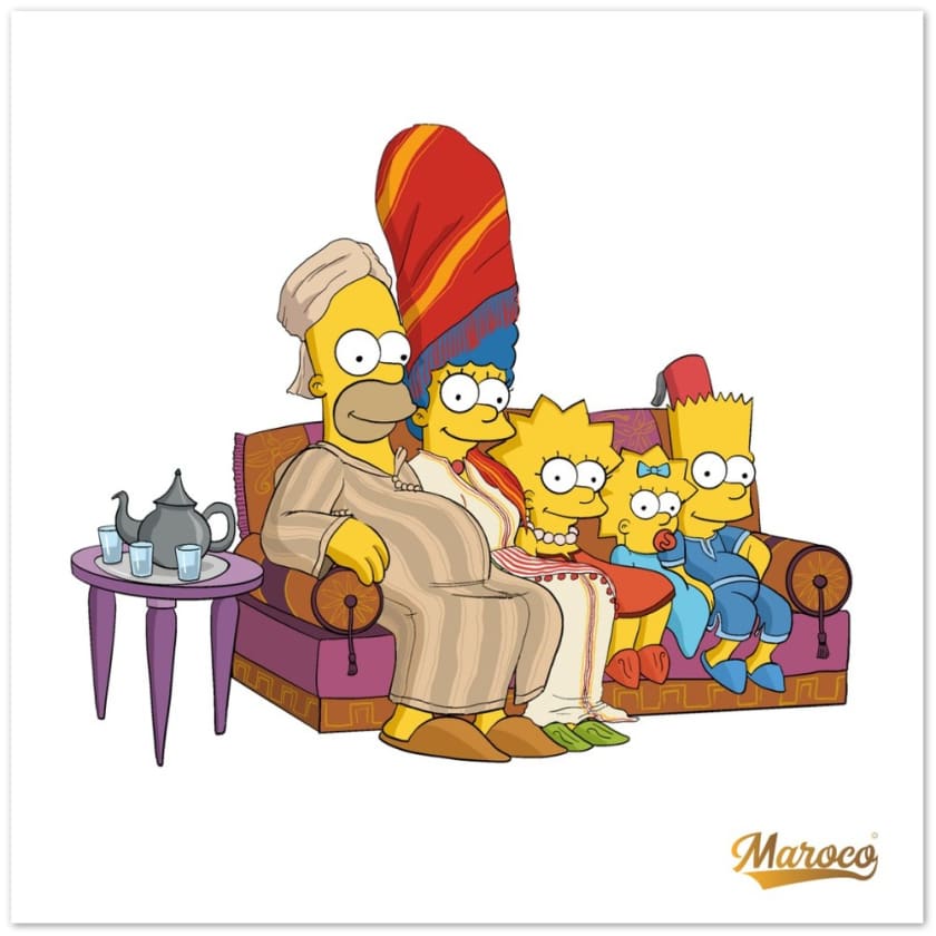 Poster Famille Cartoon à la Marocaine classique en papier