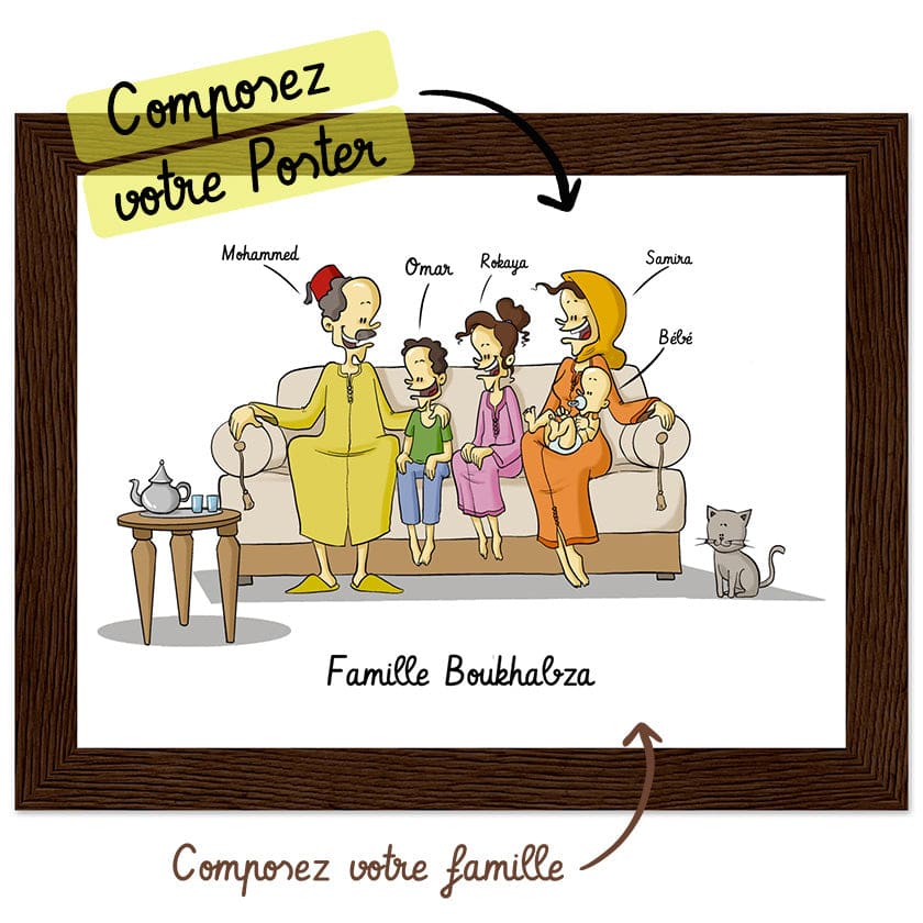 Poster famille Marocaine personnalisé