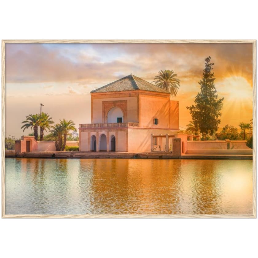 Poster Pavillon Menara et Jardins de Marrakech encadré en