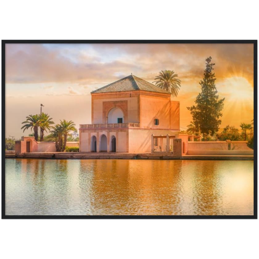 Poster Pavillon Menara et Jardins de Marrakech encadré en