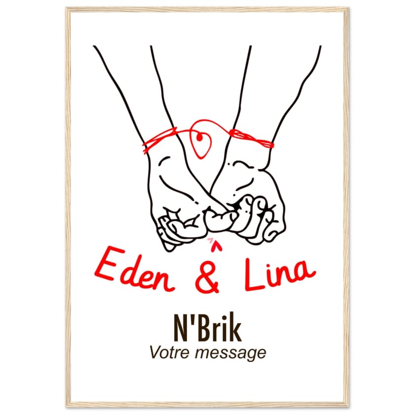 Poster personnalisé prénom couple amoureux N’Brik