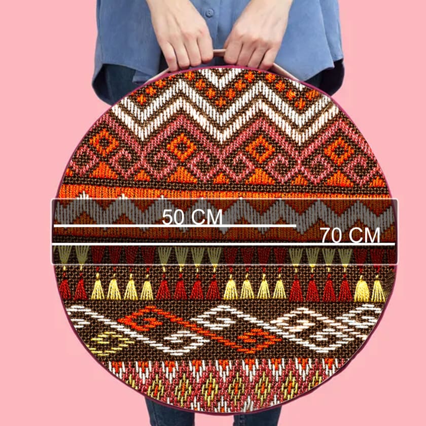 Pouf motif berbère rond 50 et 70 cm