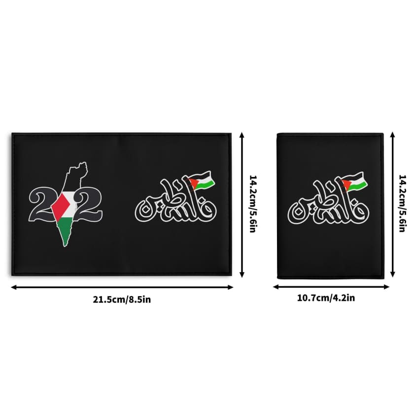 Protege passeport en cuir noir Palestine