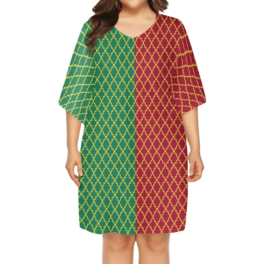 Robe ample col V taille supérieure Khzana design