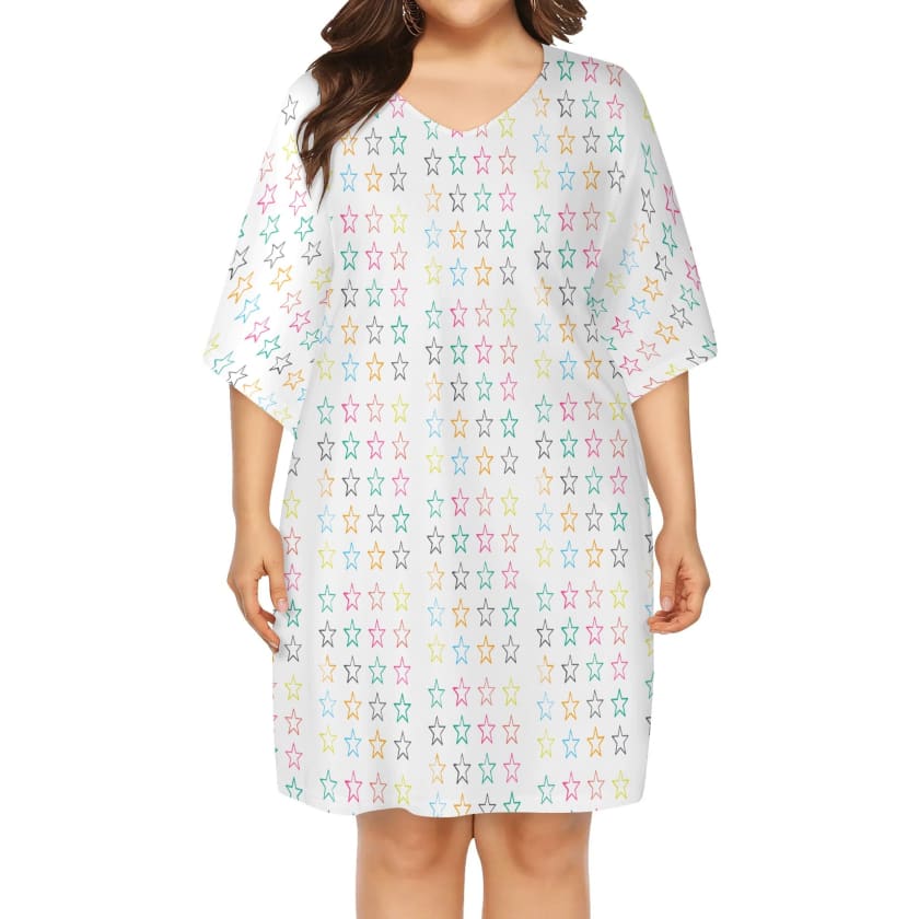 Robe ample col V taille supérieure Stars