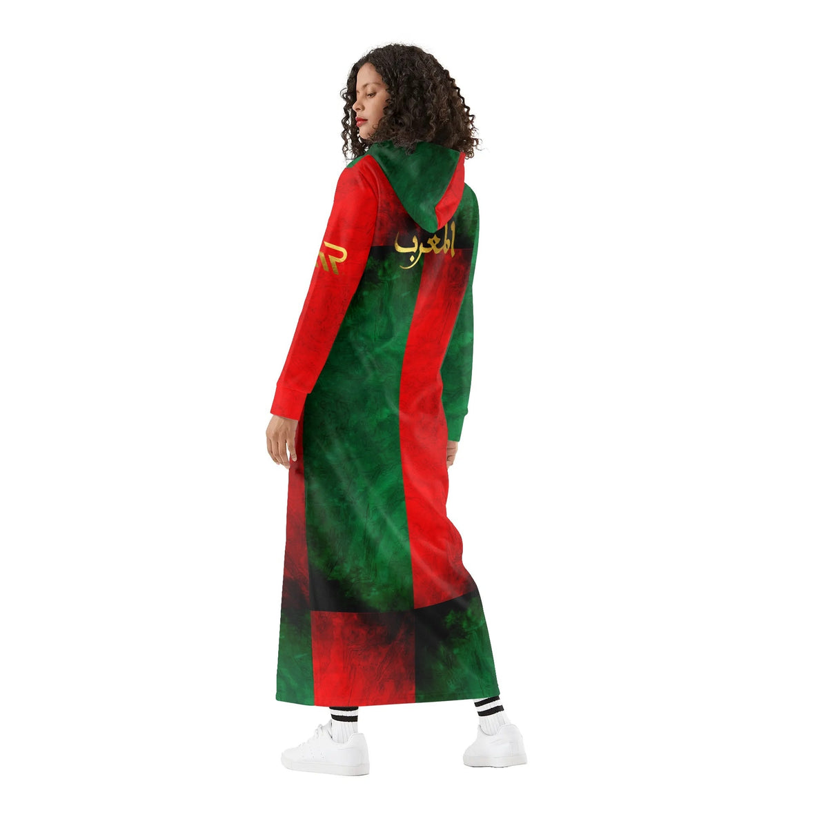 Robe longue à capuche drapeau Maroc légère et décontractée