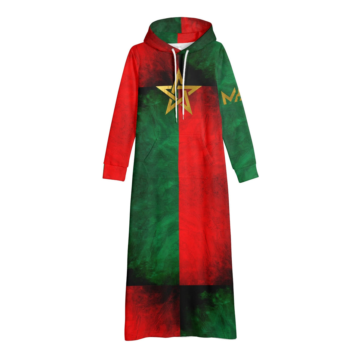 Robe longue à capuche drapeau Maroc légère et décontractée