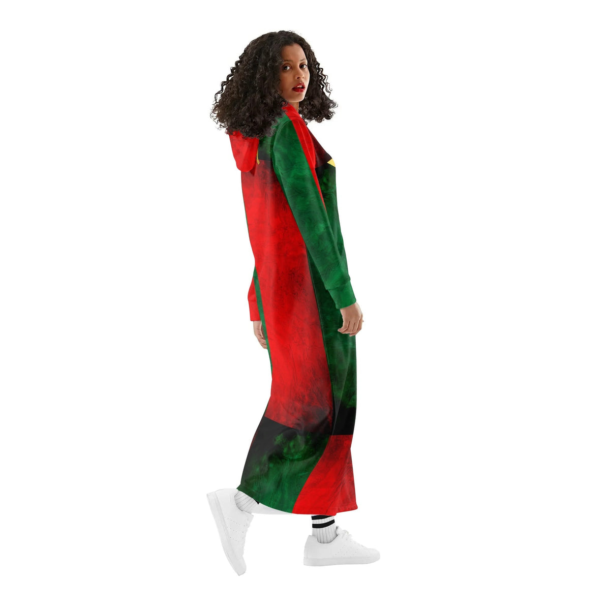 Robe longue à capuche drapeau Maroc légère et décontractée