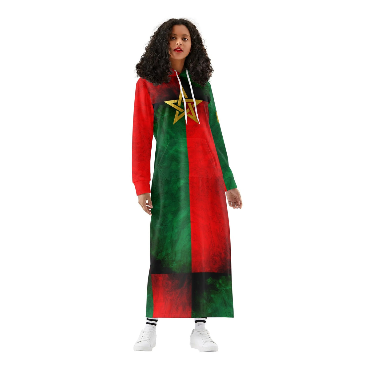 Robe longue à capuche drapeau Maroc légère et décontractée