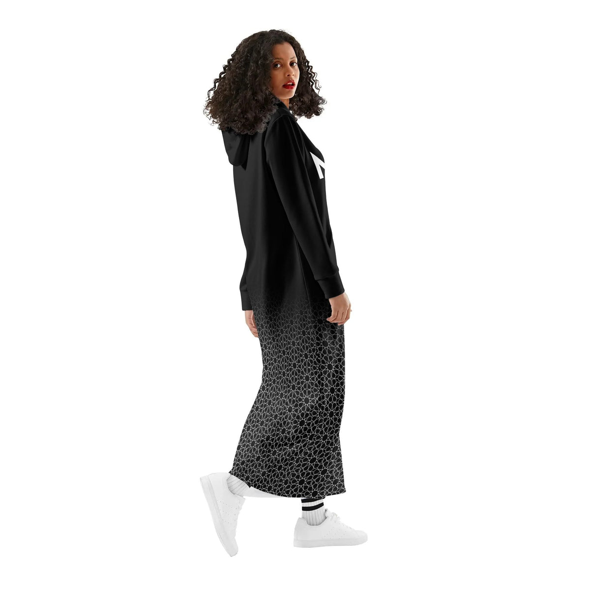 Robe longue à capuche MAR légère et décontractée noire