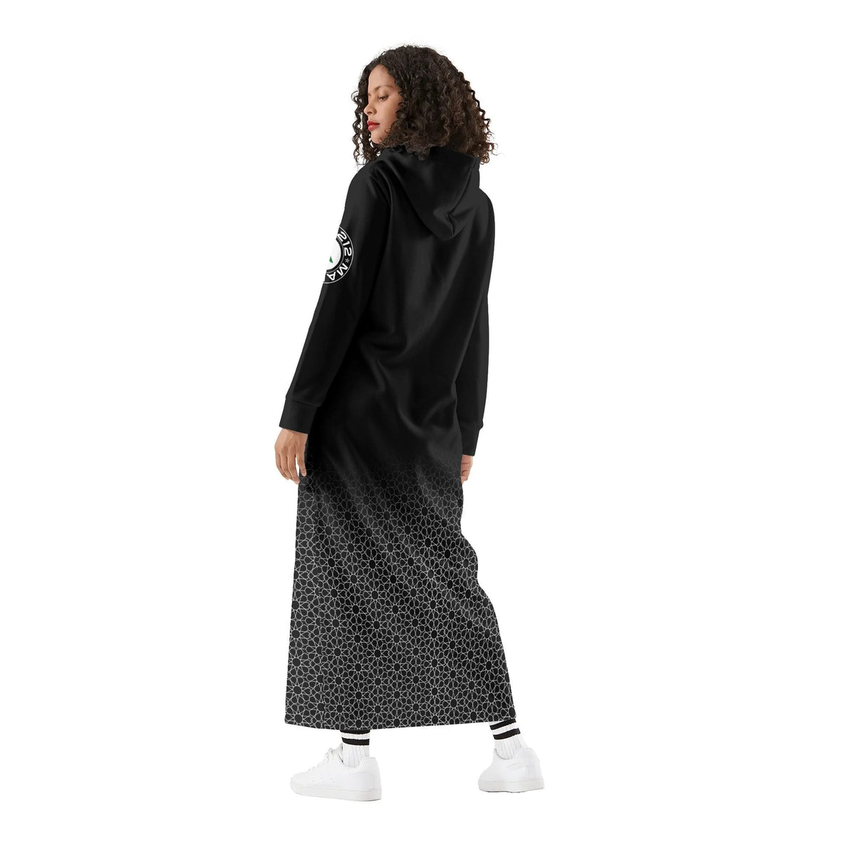 Robe longue à capuche MAR légère et décontractée noire