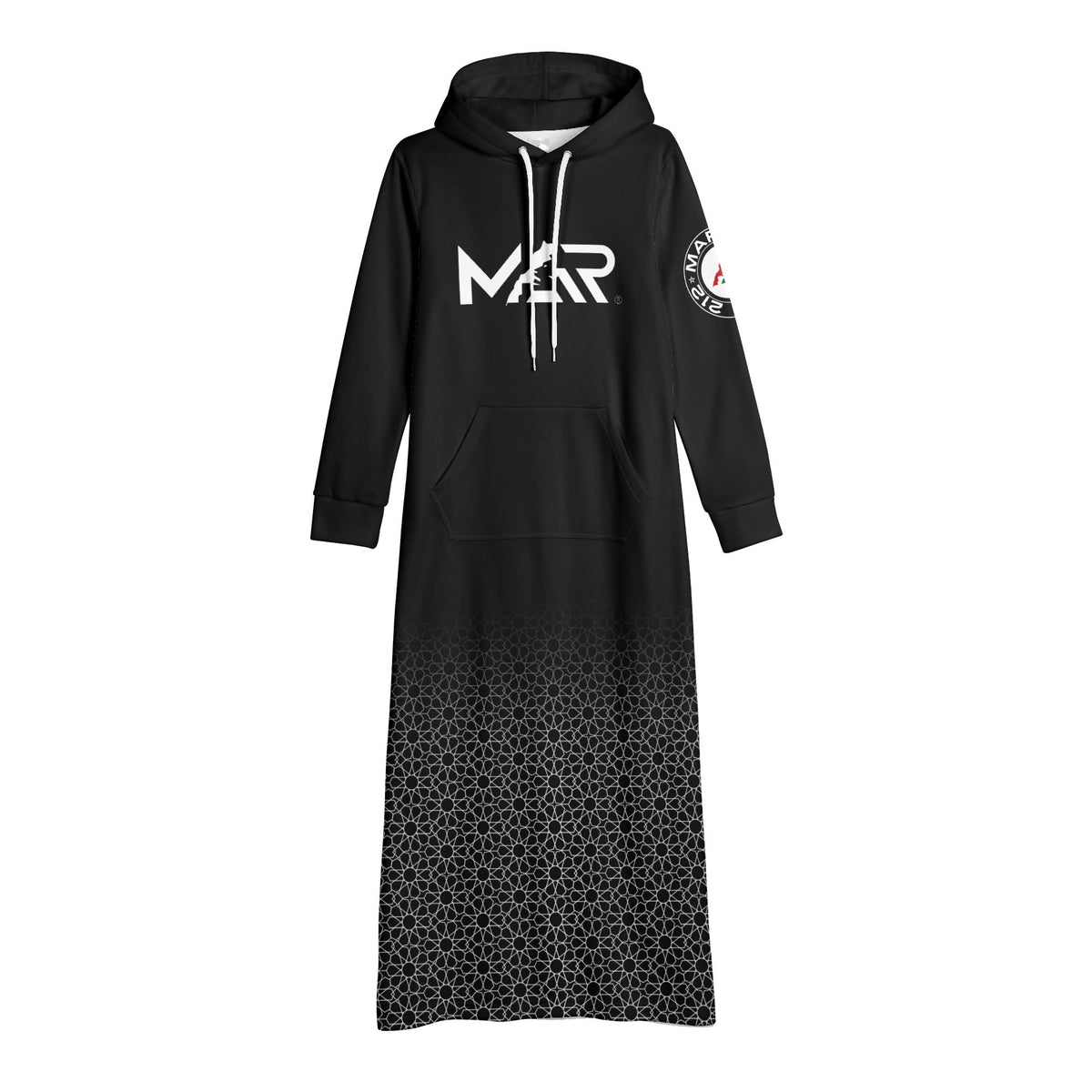 Robe longue à capuche MAR légère et décontractée noire