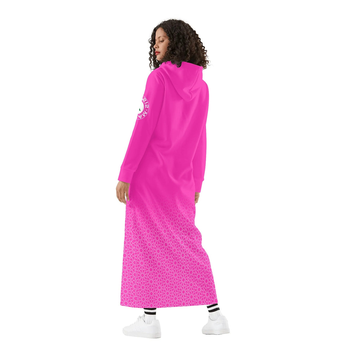 Robe longue à capuche MAR légère et décontractée rose
