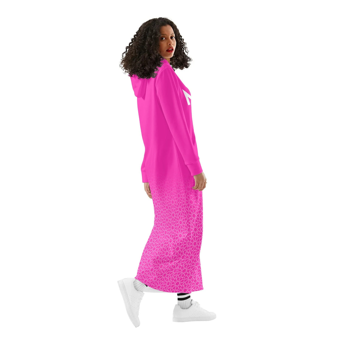 Robe longue à capuche MAR légère et décontractée rose