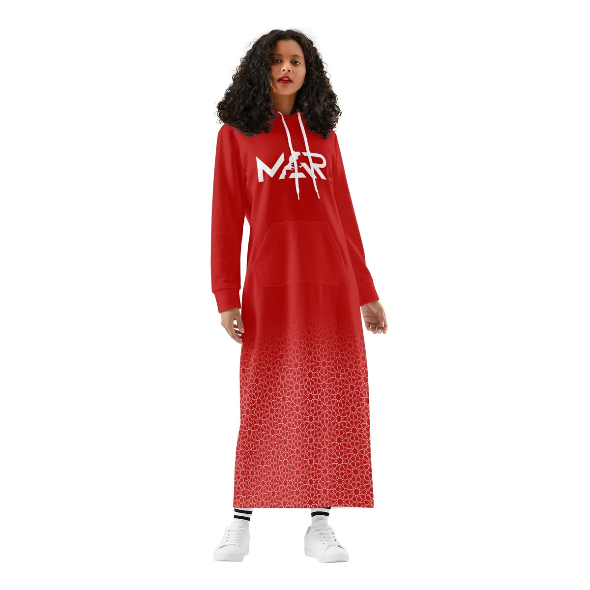 Robe longue à capuche MAR légère et décontractée rouge