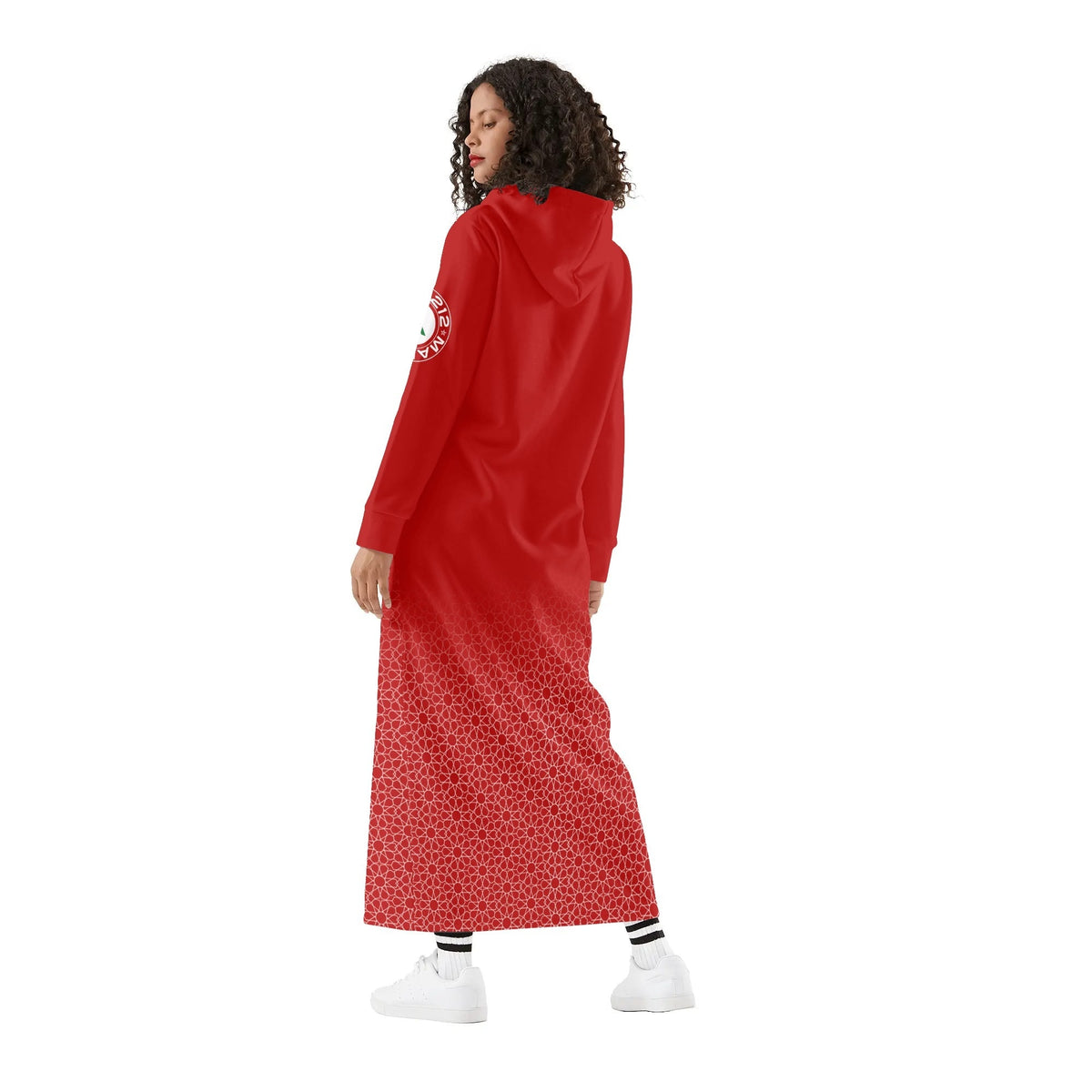 Robe longue à capuche MAR légère et décontractée rouge