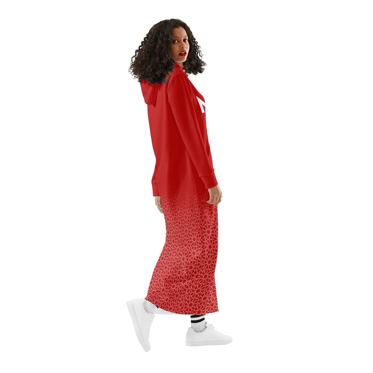 Robe longue à capuche MAR légère et décontractée rouge