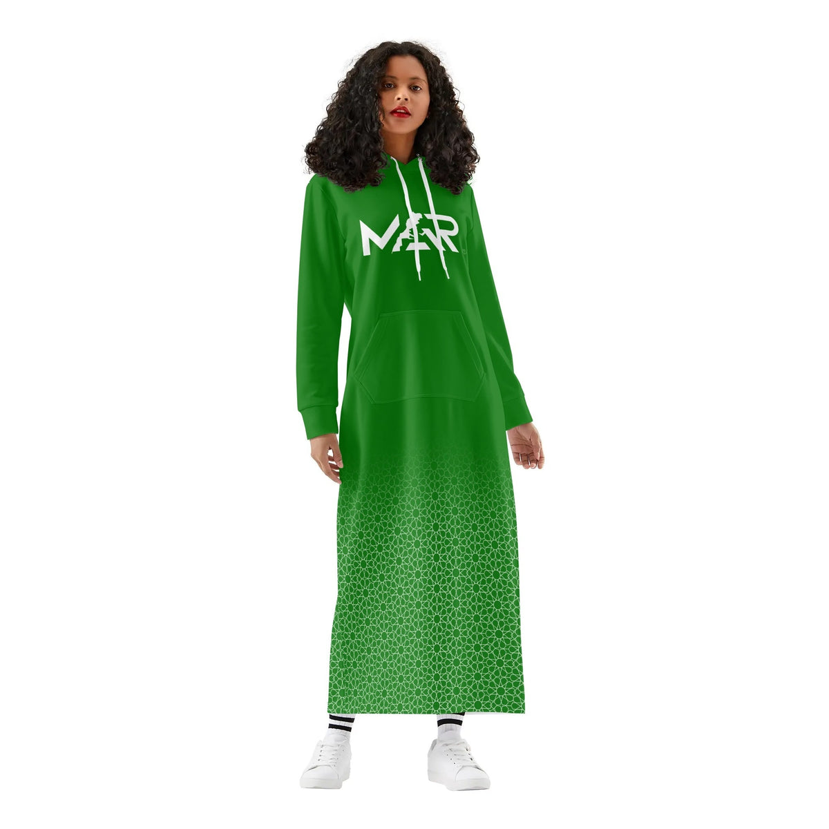 Robe longue à capuche MAR légère et décontractée verte