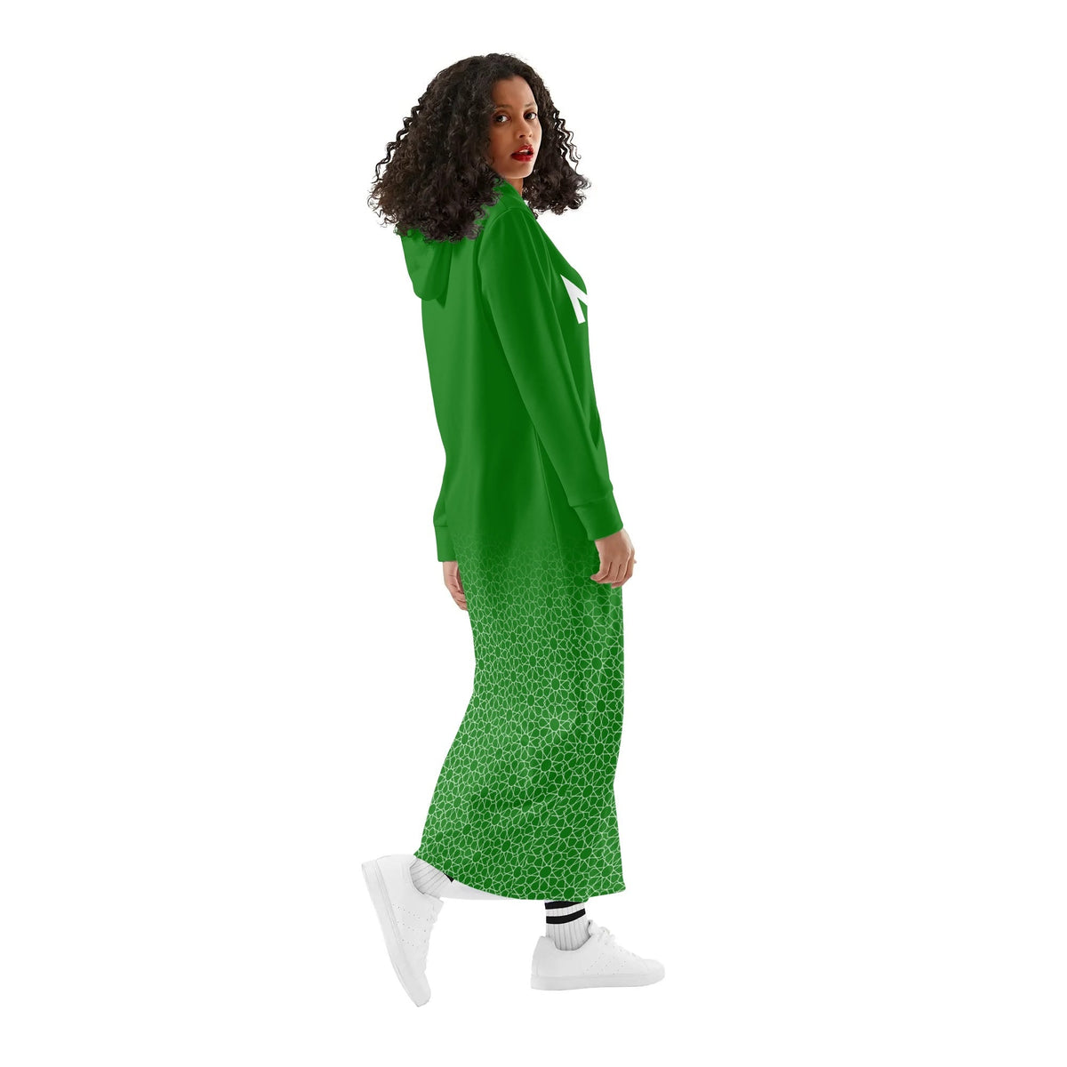 Robe longue à capuche MAR légère et décontractée verte