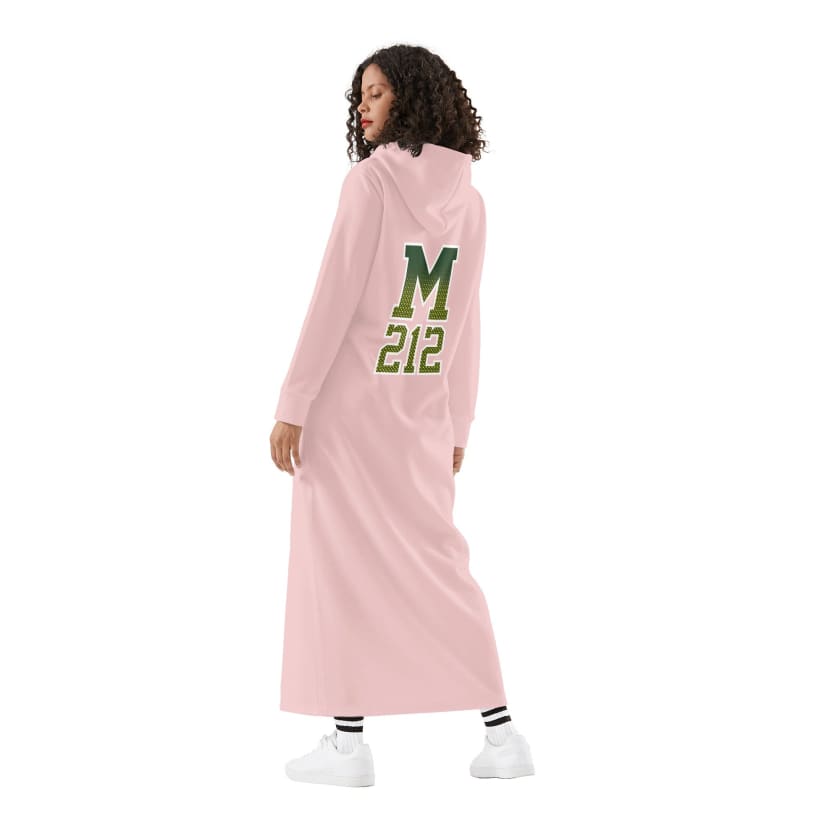 Robe longue Rose à capuche Dima Maghrib Calligraphie Arabe